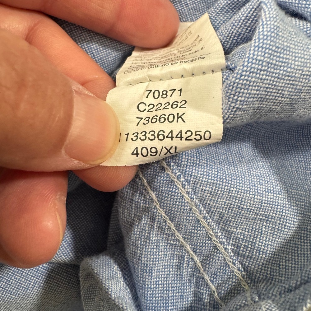 Chaps Coastland Wash Men XL Lot 2 Oxford Cotton Striped Blue White Soild Blue - Picture 11 of 12
